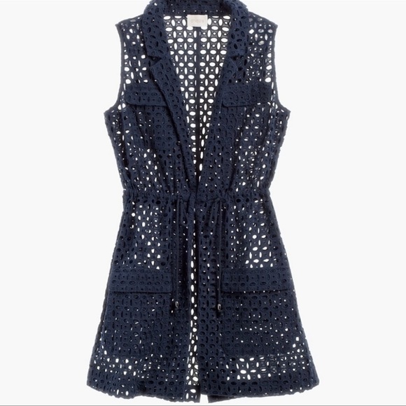 Chico’s Blue Eyelet Vest Jacket size 0 - Picture 3 of 15